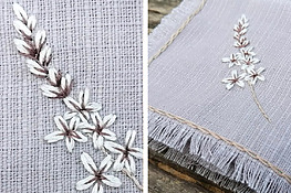 DIY cotton napkin embroidered with simple floral design