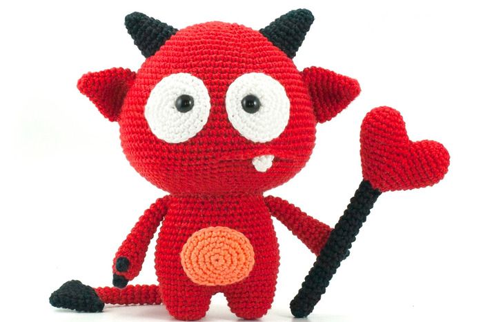 little devil crochet pattern for Valentine's Day