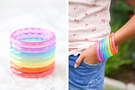 colorful DIY resin bangle bracelets for kids with epoxy resin