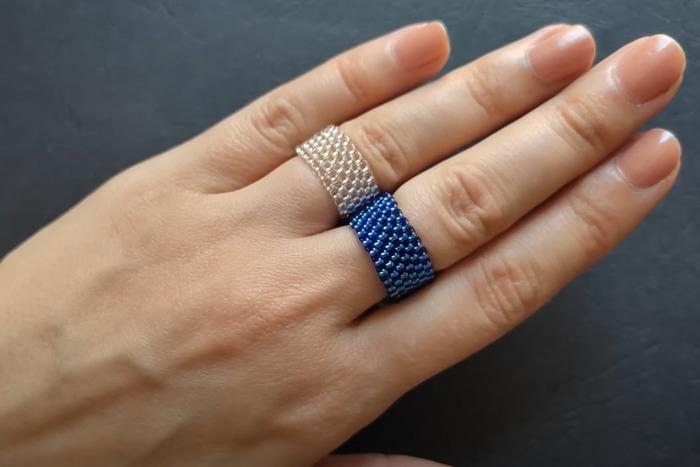 DIY wide rings with seed beads