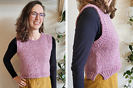 woman wearing a DIY simple cozy knit vest