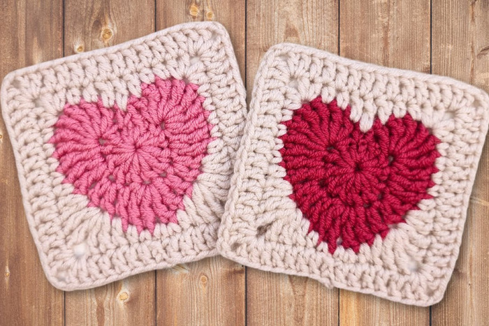 Crochet Heart Granny Square