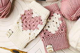 DIY Crochet Heart Granny Square Gloves