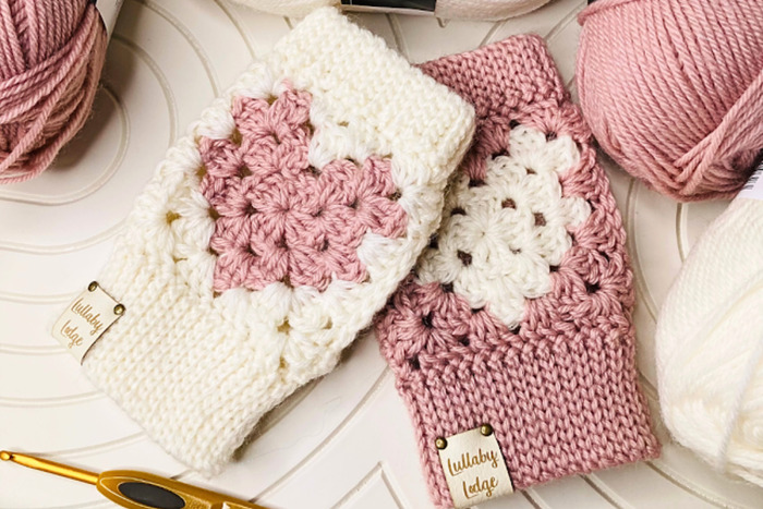 DIY Crochet Heart Granny Square Gloves