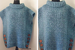 crochet poncho adult sweater with cowl neck and buttoned sides