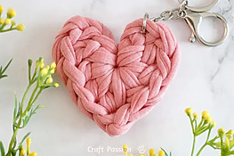 DIY crochet heart keychain