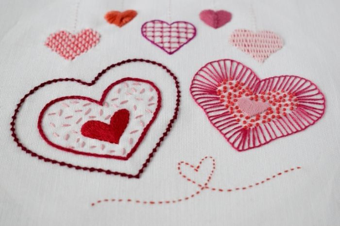 DIY embroidered hearts