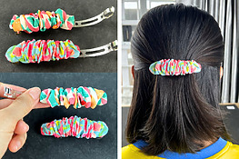 DIY scrunched fabric hair clip