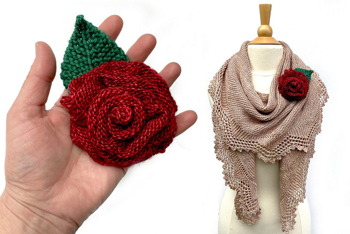 DIY knitted rose