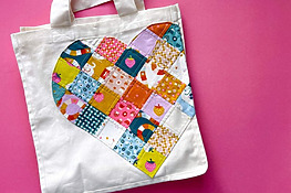 DIY patchwork heart tote bag