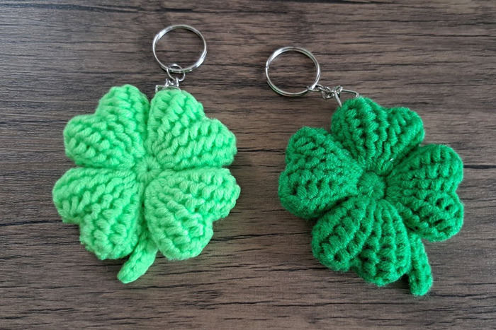 DIY Crochet 4 Leaf Clover Keychains