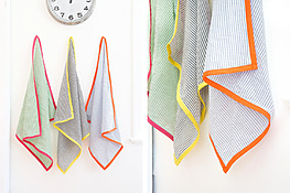 Seersucker DIY Tea Towels with bias tape finish