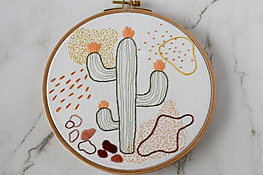 DIY cactus hand embroidery with beginner embroidery stitches