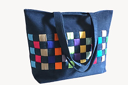 DIY colorful check pattern tote bag