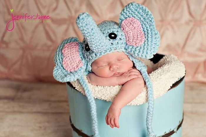 DIY crochet elephant baby hat