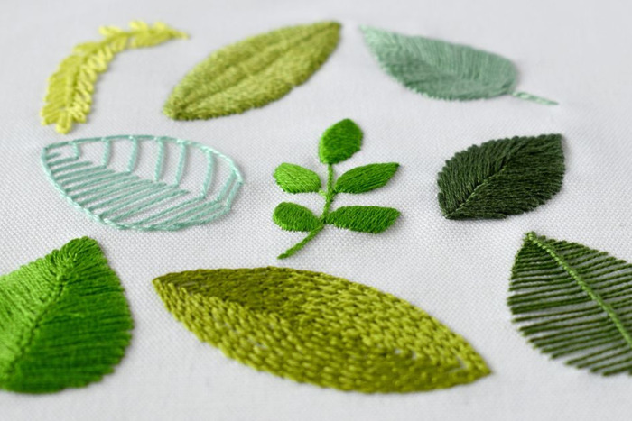 9 ways to embroider leaves