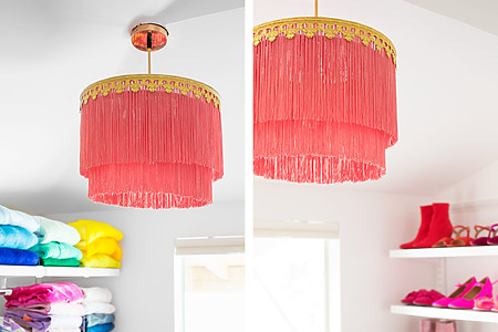 colorful DIY fringe chandelier