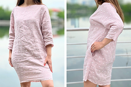 easy DIY frayed linen dress with pockets