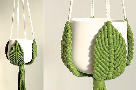 Unique leaf design macrame plant holder DIY tutorial