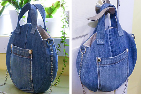 easy upcycled circle handbag DIY using old jeans