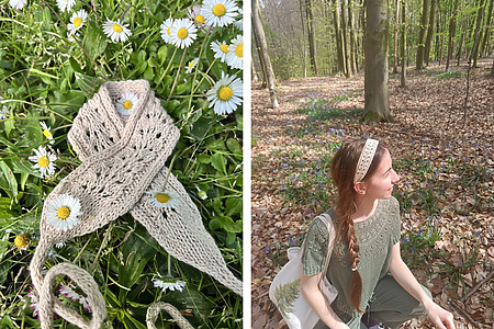 Rose cotton headband: easy free knitting pattern
