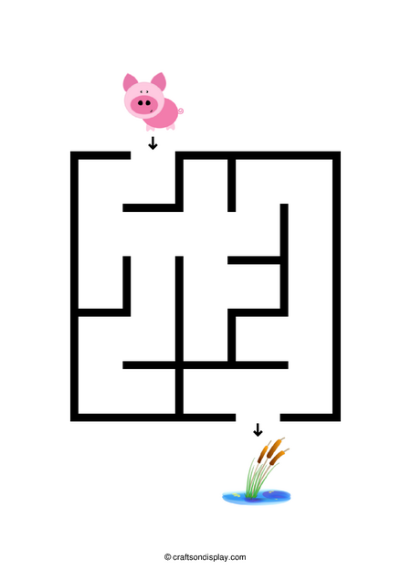 beginner pig and lake maze for 3 year olds