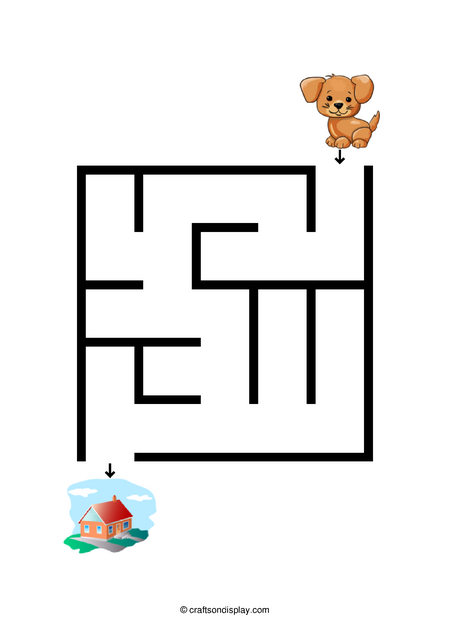 beginner dog and house maze for 3 year olds
