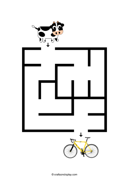 beginner cow and bike maze for 3 year olds