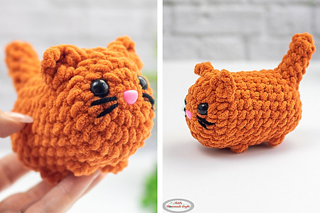Easy No-Sew Loaf Cat Crochet Pattern – Chenille Plushie