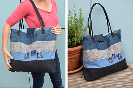 DIY Large Tote Bag From Upcycled Denim – Free Sewing Pattern