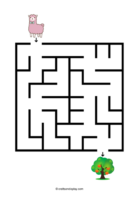 Simple llama and tree maze for 6 year olds