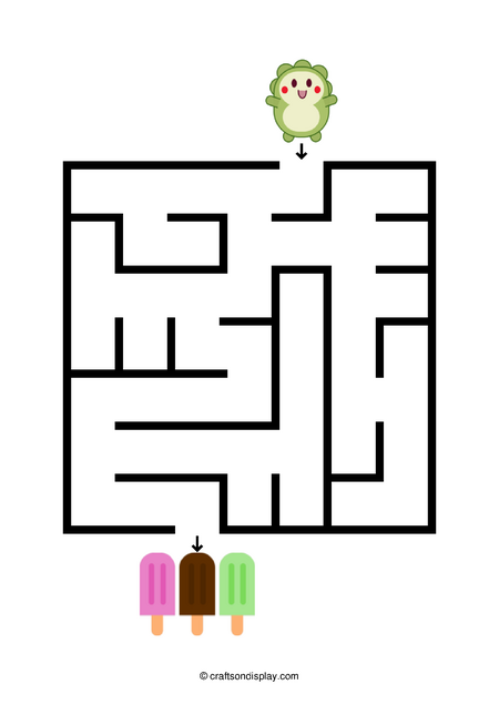 Simple dragon and ice cream maze for 4 - 6 year olds