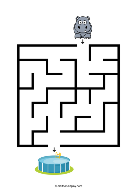 Simple hippo and pool maze for 4 year olds
