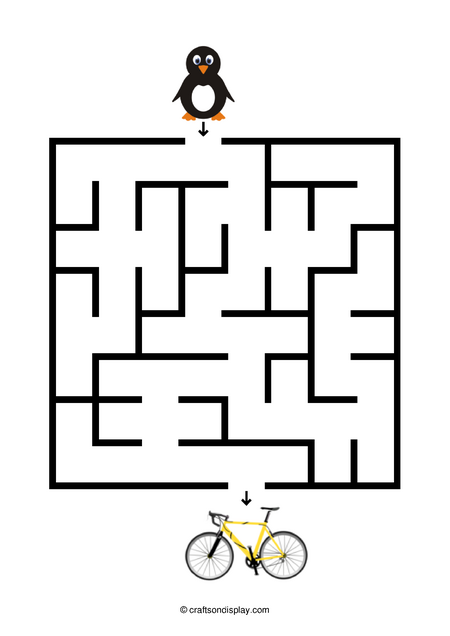 Simple penguin and bicycle maze for 5 year olds