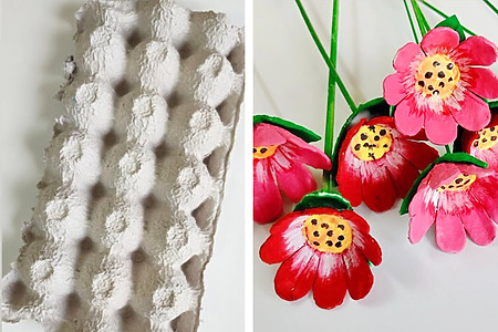 how to make flower from an egg carton tray tutorial