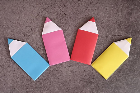 DIY origami paper pencil bookmarks