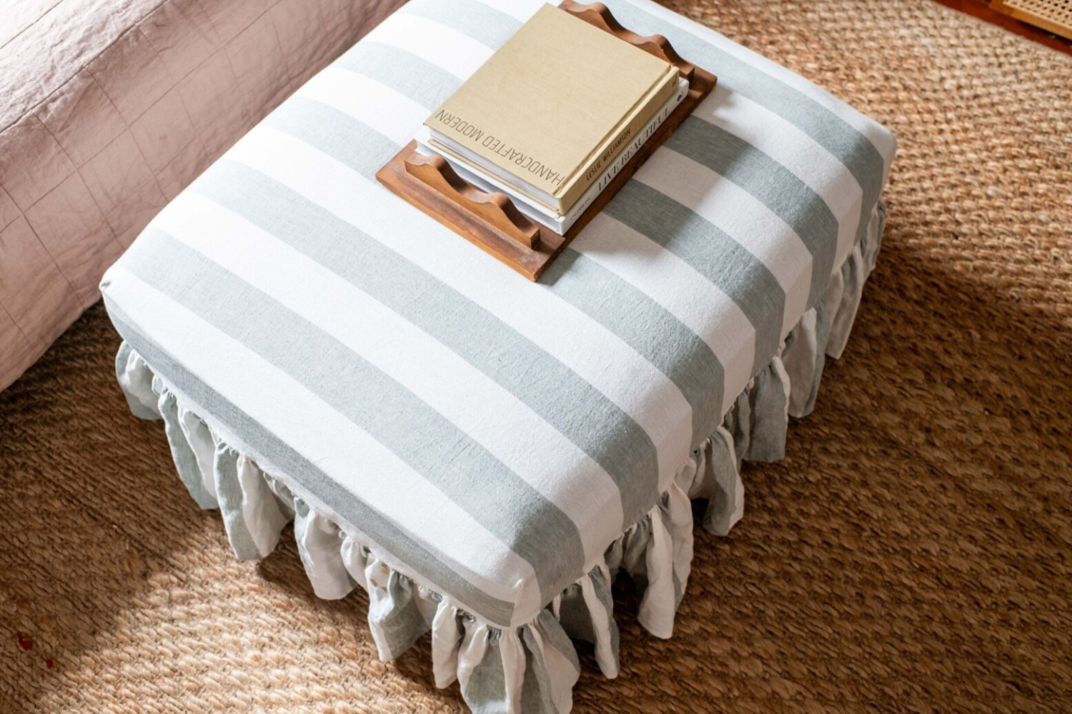 DIY ruffled ottoman slipcover - Crafts on display