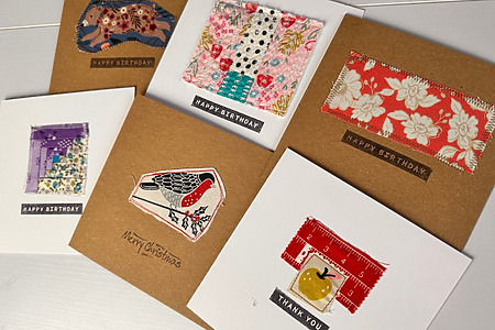 DIY greeting cards with scrap fabric