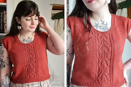 Hermeline knit top – free lace vest pattern in 10 sizes