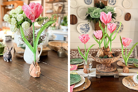 giant coffee filter tulips - spring decor DIY