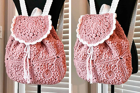 free crochet backpack pattern with sunburst granny squares