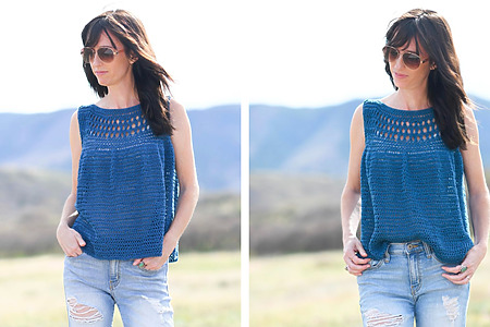 easy summer crochet top - free pattern with lacy upper section and a sleeveless design