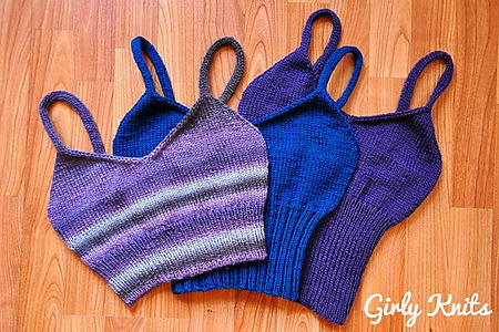 knit bra top -free pattern and video tutorial, knit in the round with i-cord straps and bottom ribbing
