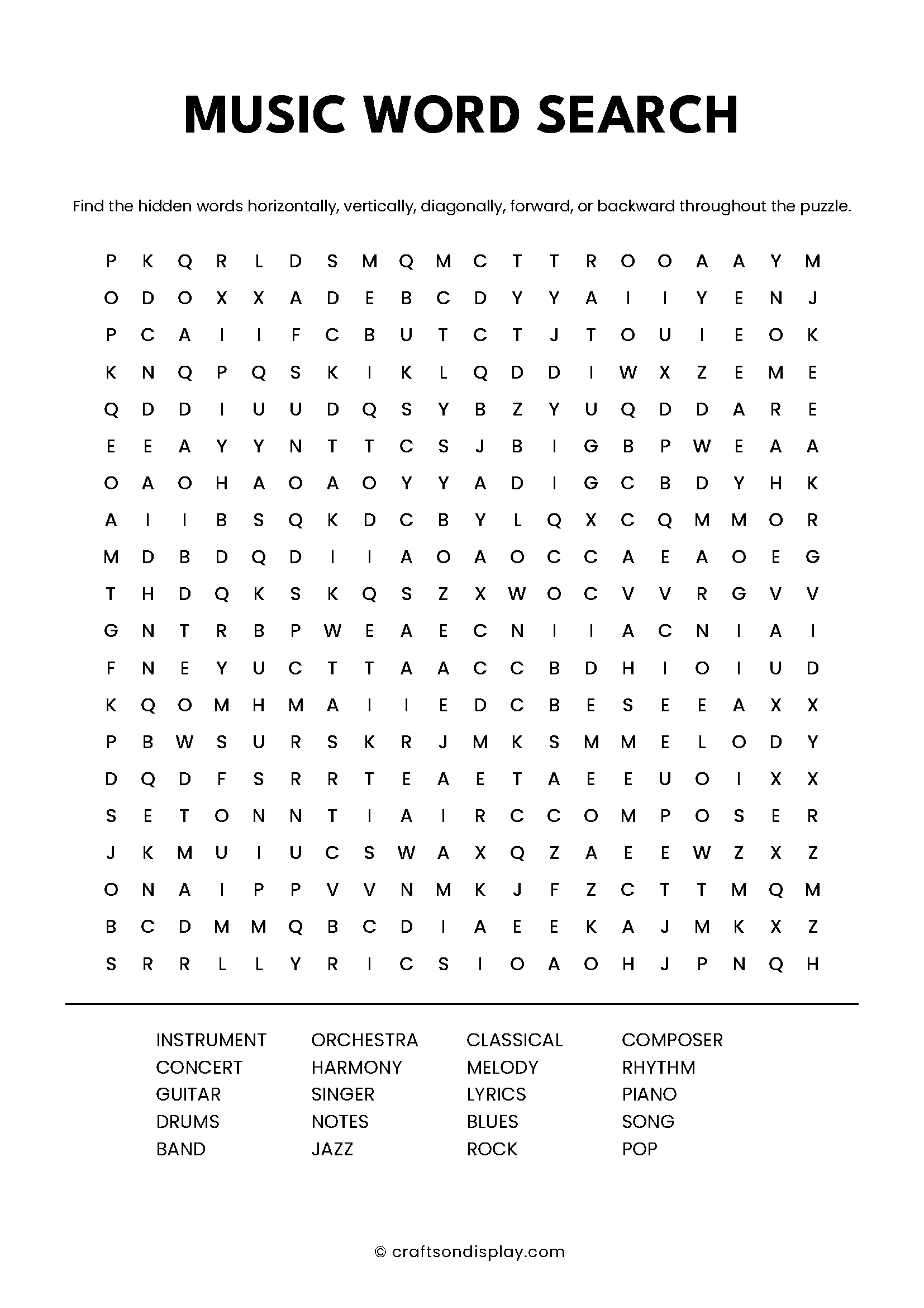 music word search puzzle free