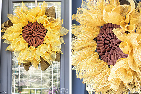 DIY sunflower burlap wreath tutorial