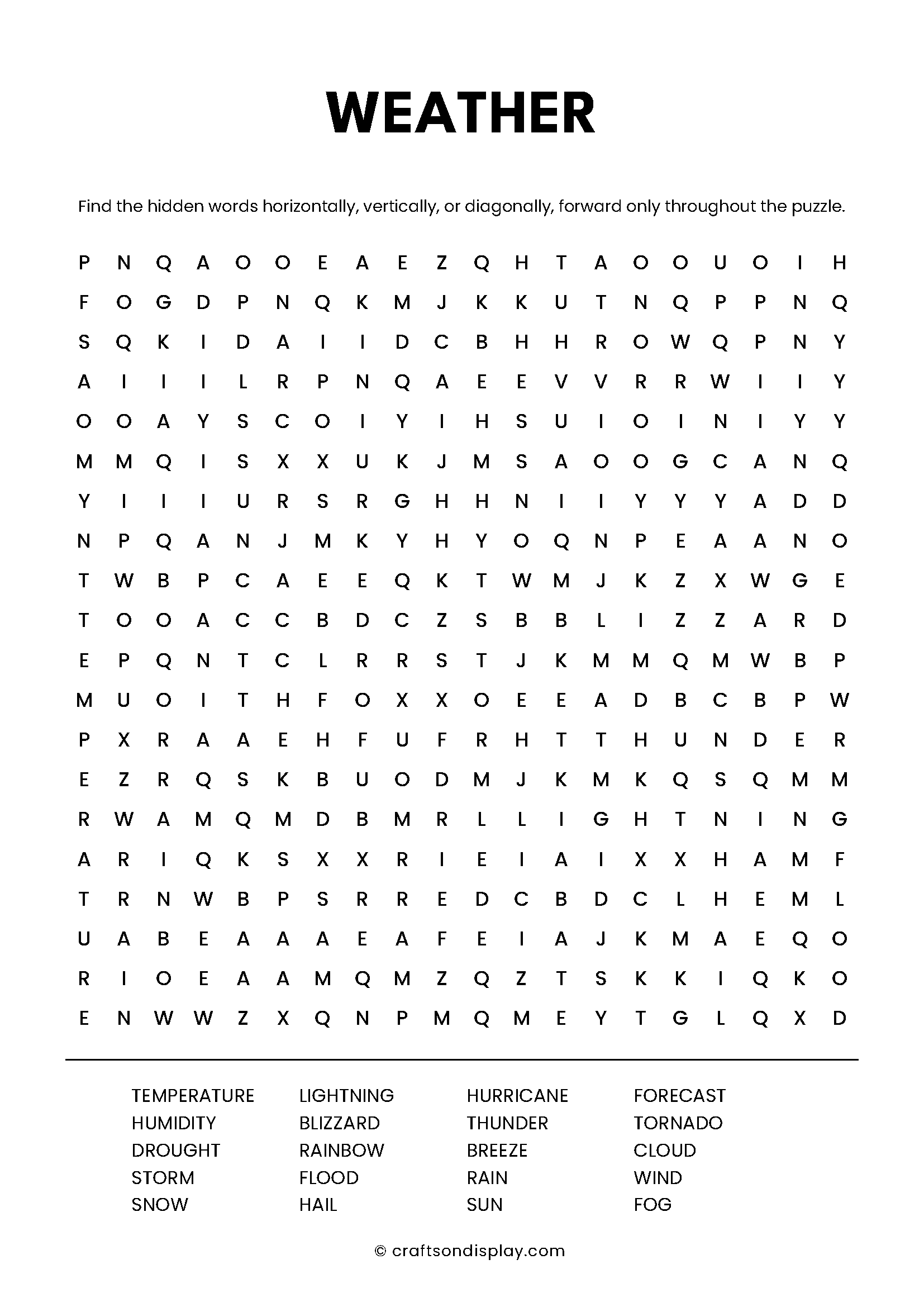 weather word search puzzle free