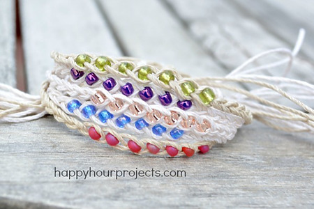 wish bracelets tutorial: easy braided hemp bracelet with beads