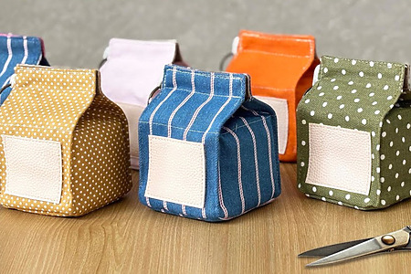 cute DIY milk box pouch sewing tutorial step by step