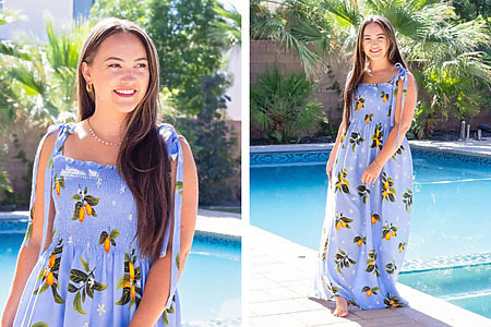 Easy summer dress tutorial with pre-smocked fabric