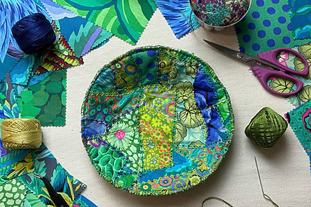 DIY fabric bowl from scraps sewing tutorial